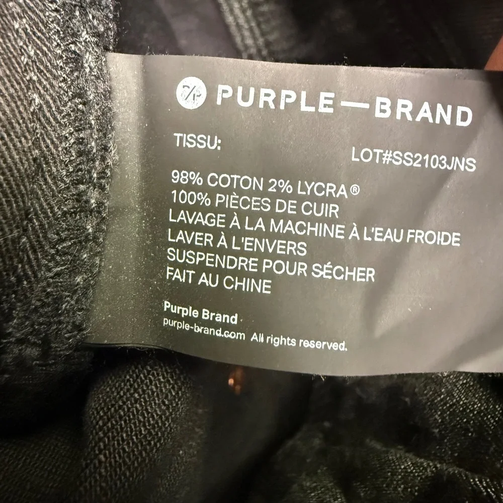 Purple Brand Cargo Pants Mens 34 Black Coated Waxed Slim Fit P002 SS2103JNS